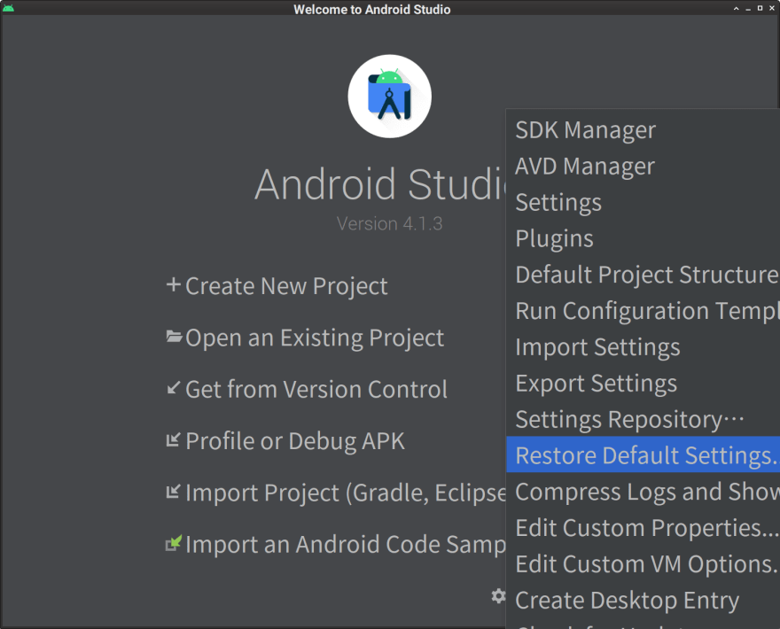 Fix missing Flutter menus in Android Studio - DEV Community