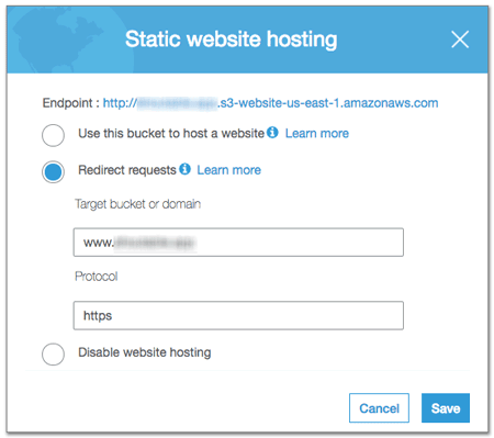 Static Website Hosting: Redirect