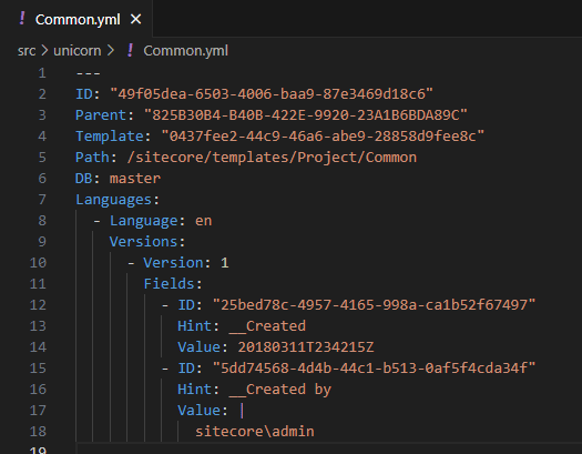 Screenshot of common.yml file showing an example Unicorn file