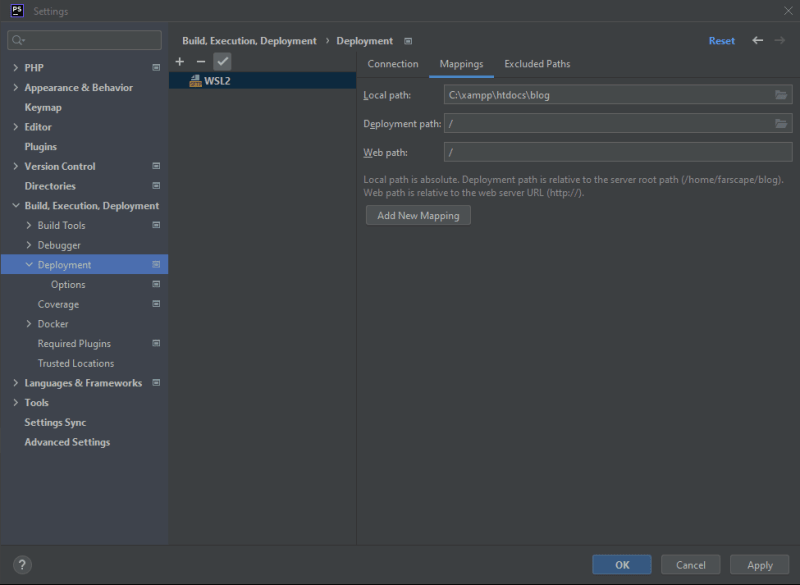 Mappings setup