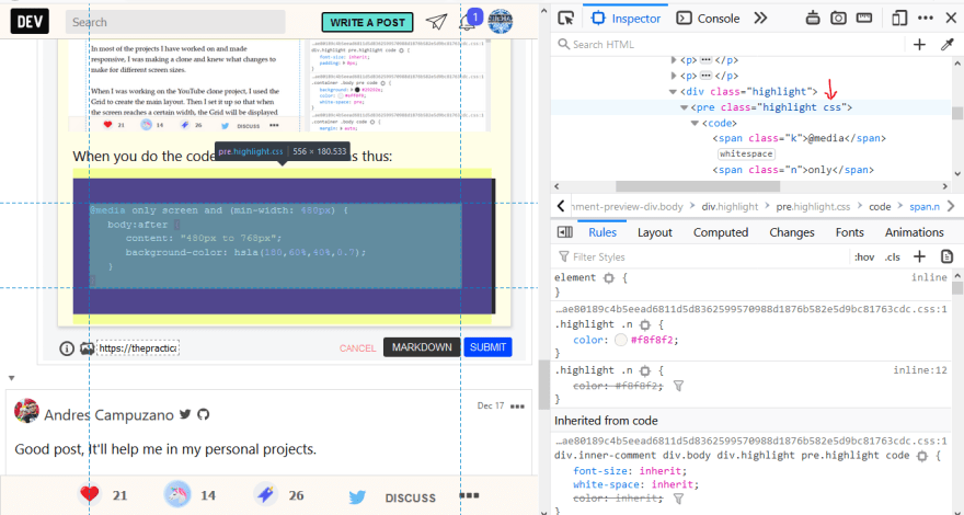 CSS code rendered with the appropriate syntax highlighting