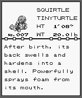 Squirtle's basic info from the early Pokémon games
