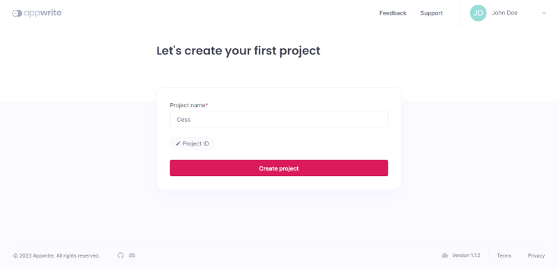 Create your first project page for new users