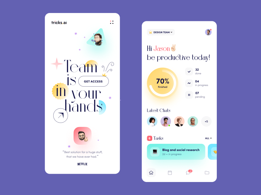 by [Halo Mobile](https://dribbble.com/shots/18145438-Tricks-ai-Mobile)