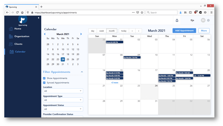 calendar management dashboard