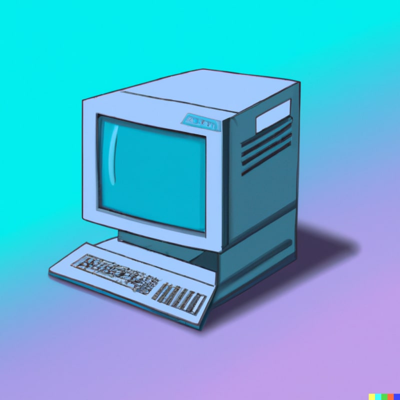 An old computer with a keyboard and mouse generated by Dalle