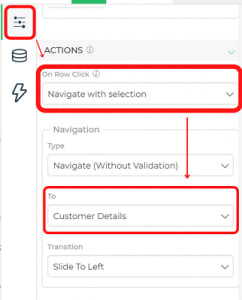 Redirecting from table grid