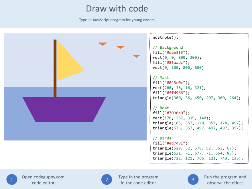 Draw with code Introducing kids to coding using simple typein