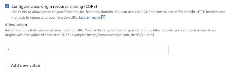 Configuring different origins