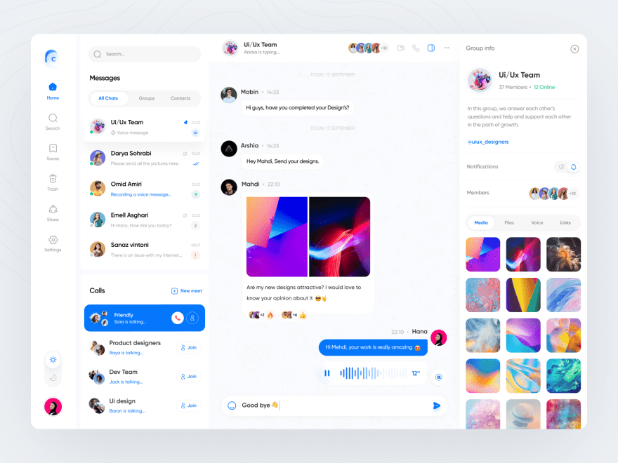 by [Hana Akhoondi](https://dribbble.com/shots/18033750-Rechat-Web-Messenger-dashboard-Ui)