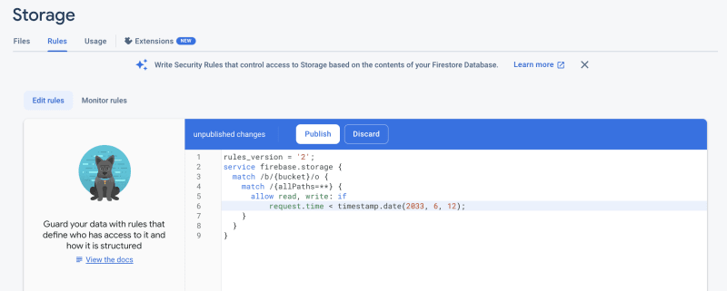 Firebase Storage Initialization