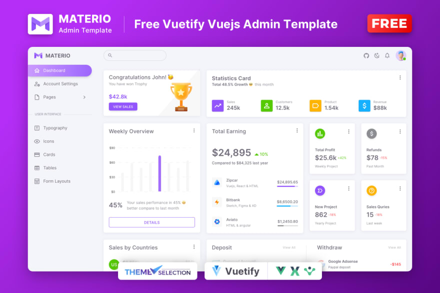 open source vuejs admin template