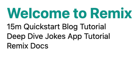 what is shown on the webpage of a starter remix app with the h1 Welcome to Remix styled with Tailwind CSS