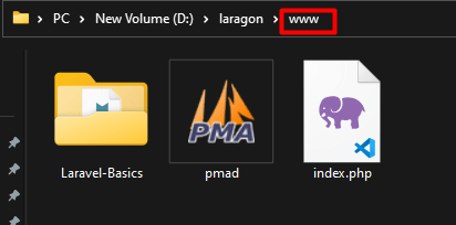 Go Laragon www root folder from drive folder