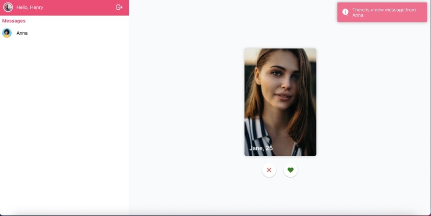 Figure 12. Show notification when there is a new coming message.
