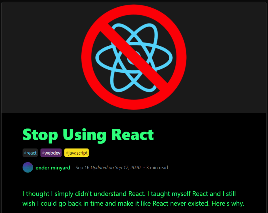 Post Screenshot of Stop Using React