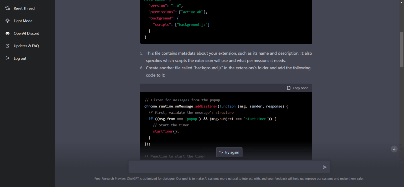 chatGPT screenshot