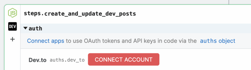 Connect DEV API key