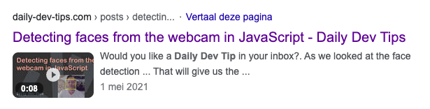 Video snippet ranking in Google