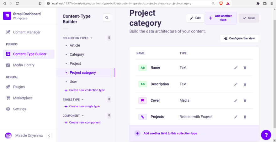 Overview of project category collection type