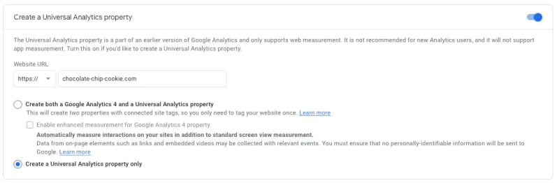 Provide URL to Google Analytics