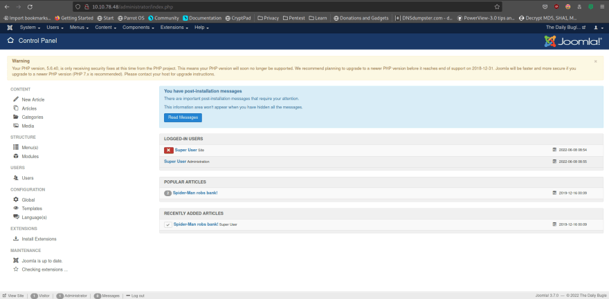 Daily Bugle CTF