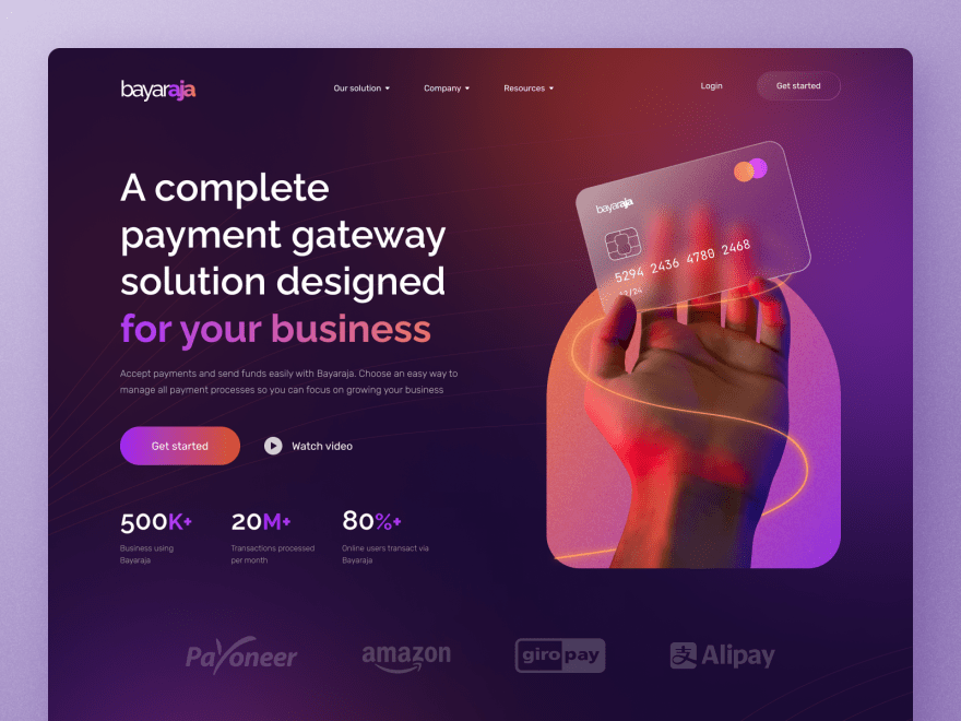 by [SLAB Design Studio](https://dribbble.com/shots/17222228-bayaraja-Fintech-Landing-Page)