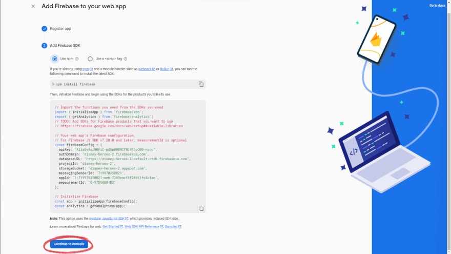 firebase project registration instruction