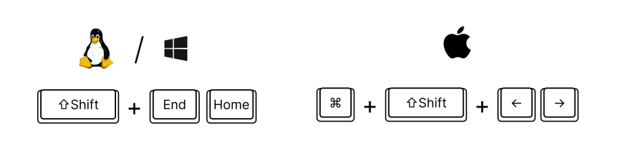 Select Till End or Beginning Shortcut