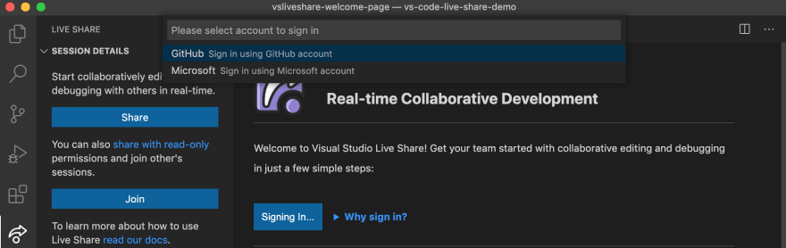 Sign in with your GitHub or Microsoft account