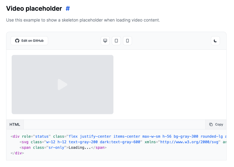 Tailwind CSS Video Placeholder - Flowbite