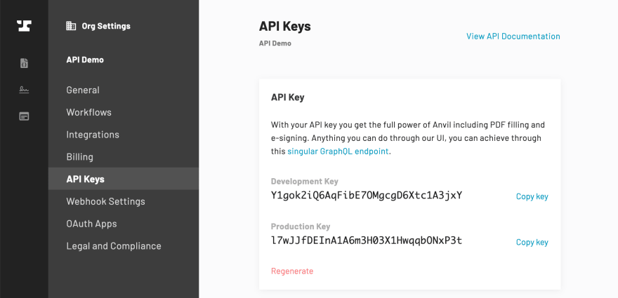 API keys