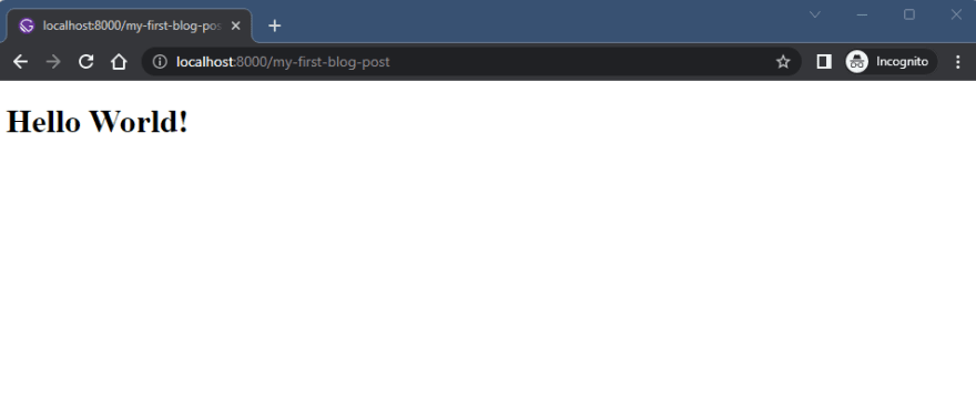 Screenshot of the placeholder page generated during the build of your Gatsby site