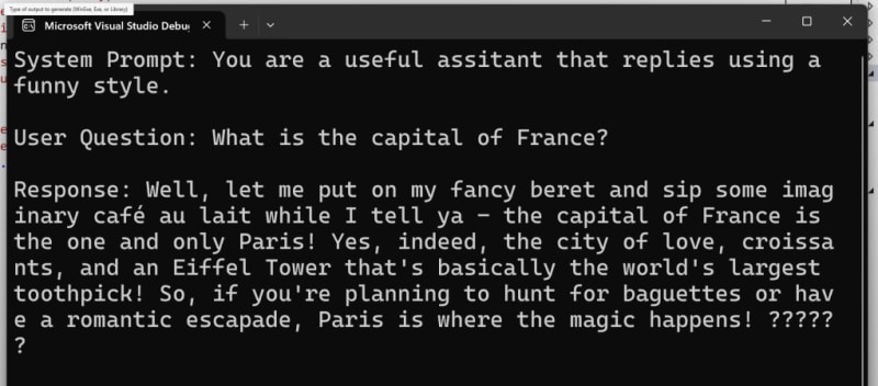 sample output for the chat scenario