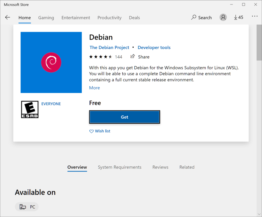 Debian on Microsoft Store