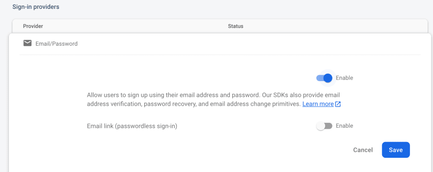 enable authentication method