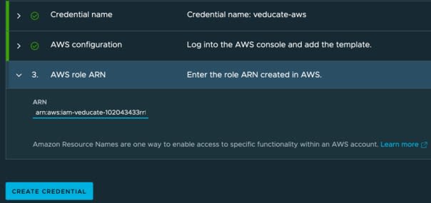TMC - Create AWS cluster lifecycle management provider credential - AWS role ARN