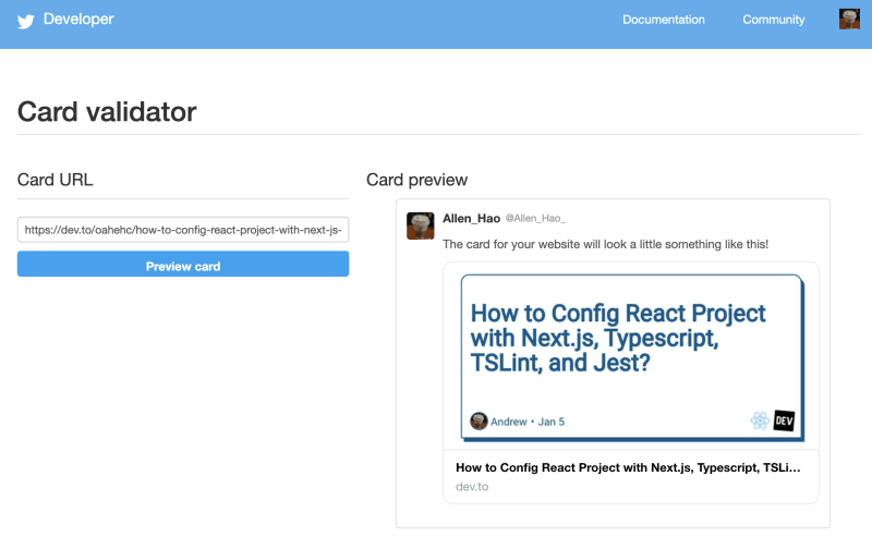 twitter validator