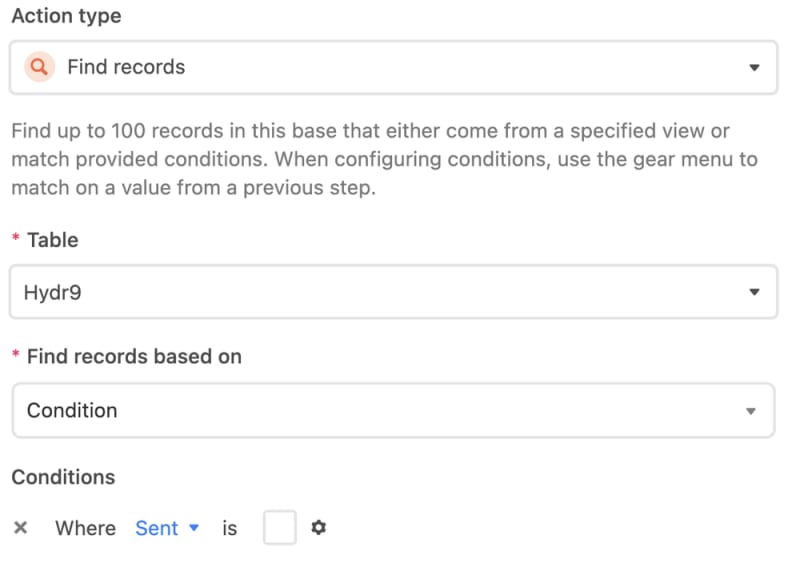 find records where sent is unchecked
