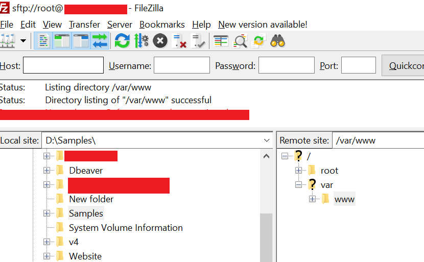 Create a new folder named sample and then move the published files to this new folder