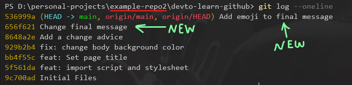 Updated example repo 2 log