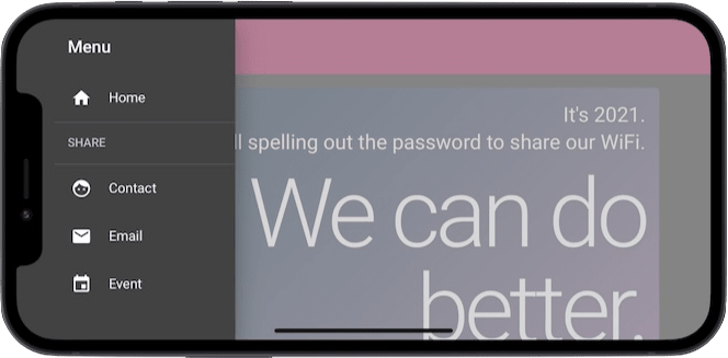 Sidebar of Share By Cam added to Home Screen on iPhone X