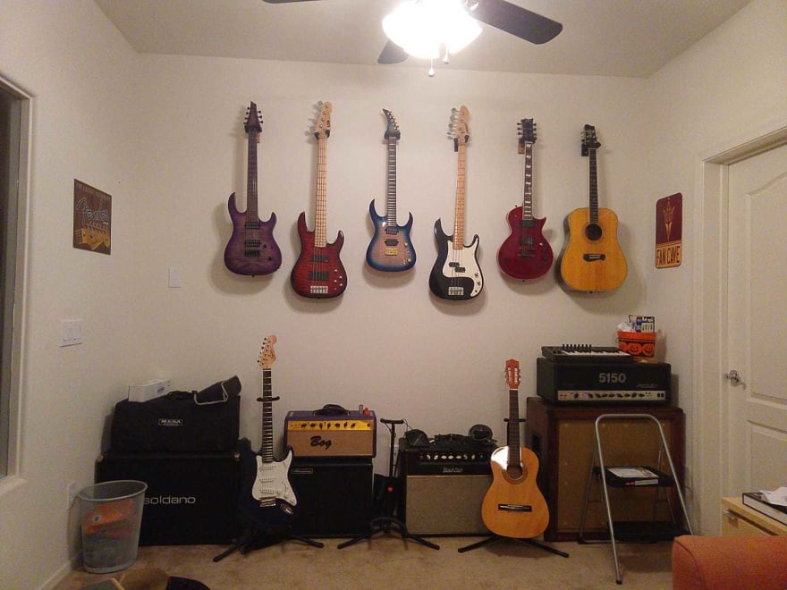Wall of guitar stuffs