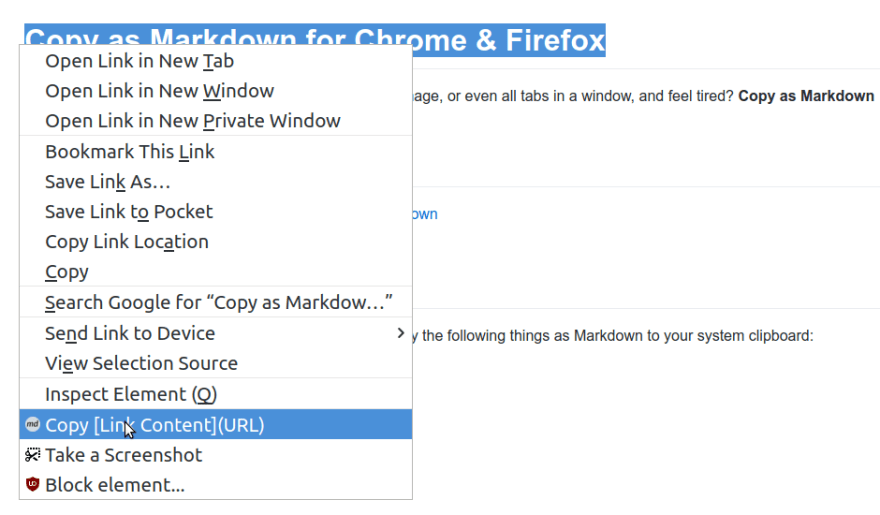 Copy as MD Example