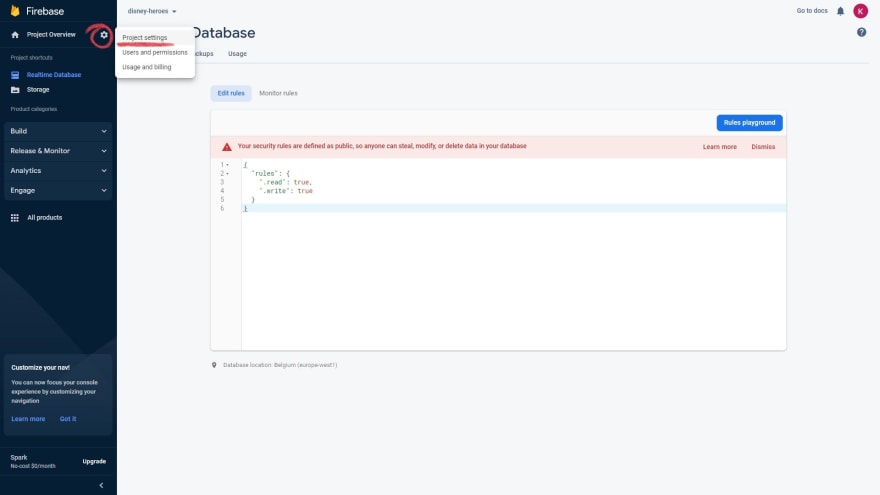 firebase project registration instruction