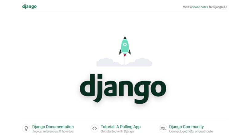 Django configured to use MySql - The default page.