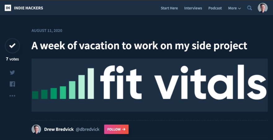 indiehackers post