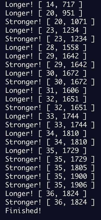 My console output for Part 2