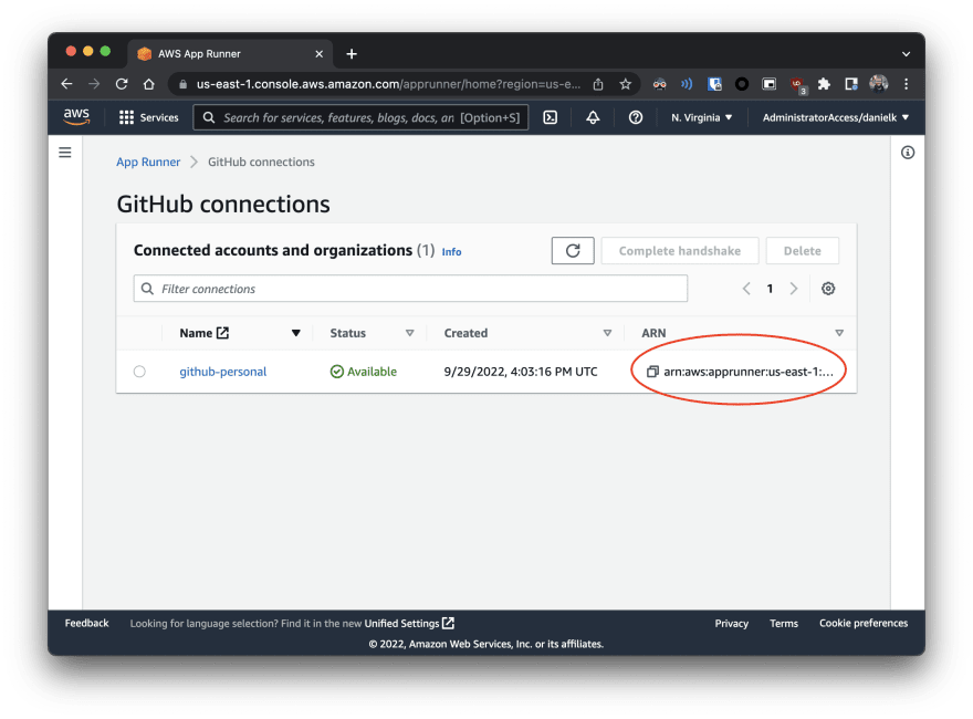 Github connection - step 8