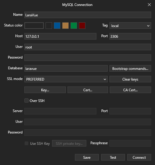 Table plus connect layout